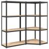 4-Layer Shelves Set - Anthracite Steel & Engineered Wood | HipoMarket