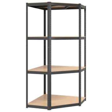 4-Layer Shelves Set - Anthracite Steel & Engineered Wood | HipoMarket