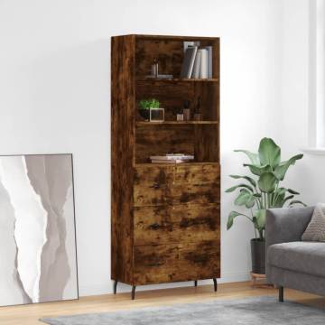 Stylish Highboard in Smoked Oak | 69.5x34x180 cm