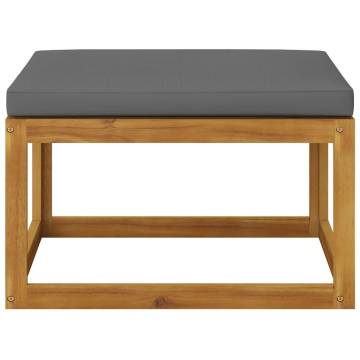 Footrest with Dark Grey Cushion - Solid Acacia Wood