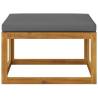 Footrest with Dark Grey Cushion - Solid Acacia Wood