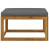 Footrest with Dark Grey Cushion - Solid Acacia Wood