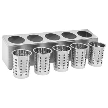 Stainless Steel Cutlery Holder - 5 Grids | HipoMarket