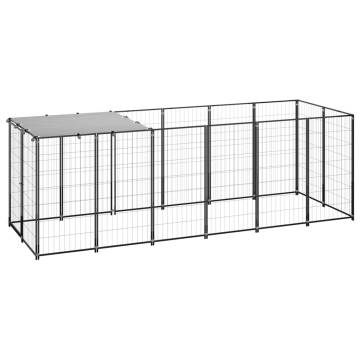 Dog Kennel Black 330x110 cm - Durable Steel Outdoor Cage