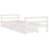 Kids Bed Frame with Drawers - White Solid Pine 80x200 cm