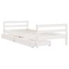 Kids Bed Frame with Drawers - White Solid Pine 80x200 cm