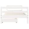 Kids Bed Frame with Drawers - White Solid Pine 80x200 cm