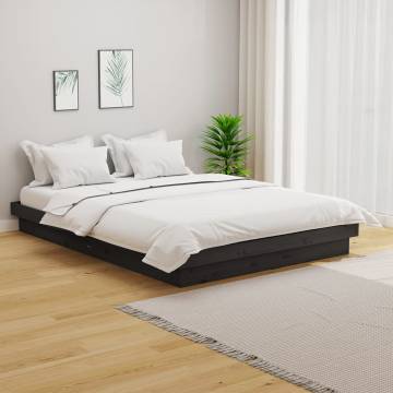 Grey Solid Wood Bed Frame 135x190 cm Double - Hipomarket