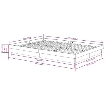 Grey Solid Wood Bed Frame 135x190 cm Double - Hipomarket