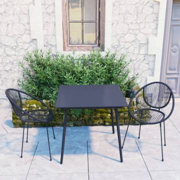 3 Piece Outdoor Dining Set PVC Rattan Black - Hipomarket