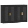 Elegant Black Wall Mounted Cabinets - 2 pcs Engineered Wood