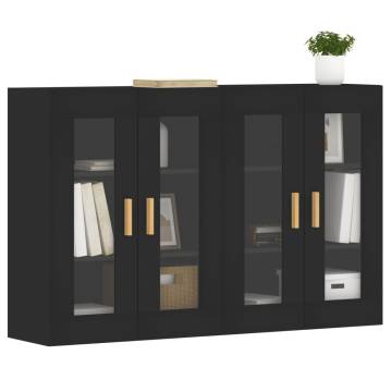 Elegant Black Wall Mounted Cabinets - 2 pcs Engineered Wood