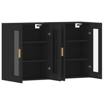 Elegant Black Wall Mounted Cabinets - 2 pcs Engineered Wood