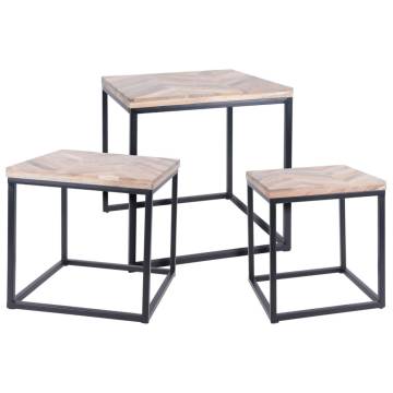 H&S Collection 3-Piece Teak Side Table Set | Stylish & Versatile