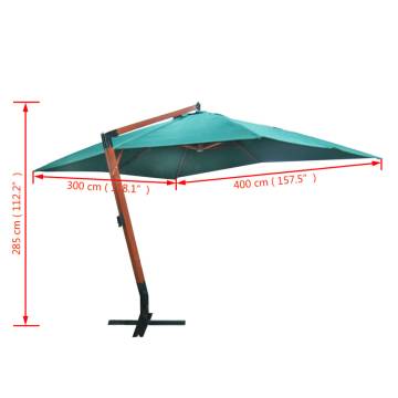 Floating Parasol Melia 300 x 400 cm Green - Elegant Sun Protection