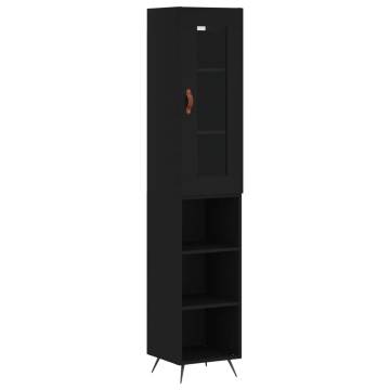 Stylish Highboard - Black Engineered Wood 34.5x34x180 cm