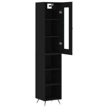 Stylish Highboard - Black Engineered Wood 34.5x34x180 cm