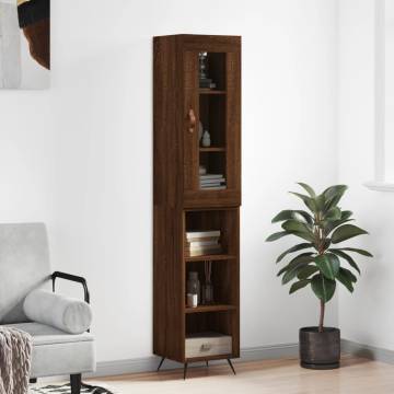 Stylish Highboard in Brown Oak - 34.5x34x180 cm