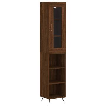 Stylish Highboard in Brown Oak - 34.5x34x180 cm