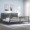 Bed Frame with Headboard Grey 200x200 cm Solid Wood Colour grey Size 200 x 200 cm 