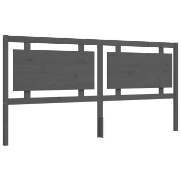 Stylish Grey Bed Frame with Headboard - 200x200 cm Solid Wood