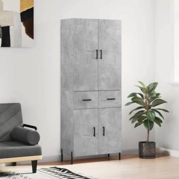 Stylish Highboard Concrete Grey | 69.5x34x180 cm | HipoMarket