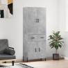 Highboard Concrete Grey 69.5x34x180 cm Engineered Wood Colour concrete grey Quantity in Package 1 Model 2 doors 2 drawers 