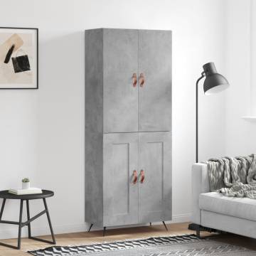 Stylish Highboard Concrete Grey - 69.5x34x180 cm Engineered Wood