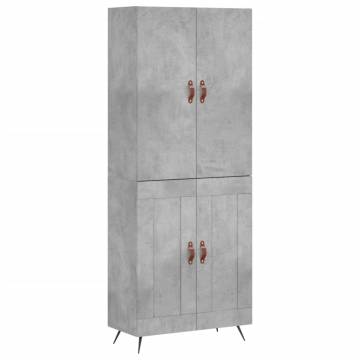 Stylish Highboard Concrete Grey - 69.5x34x180 cm Engineered Wood