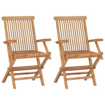 Folding Garden Chairs - 2 pcs Solid Teak Wood | HipoMarket