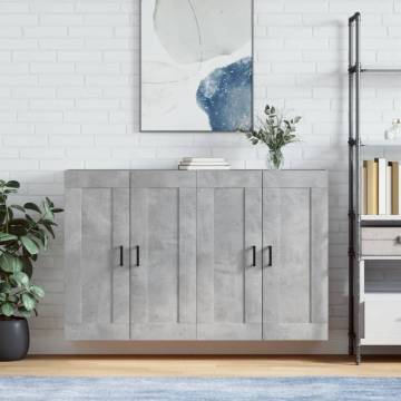 Wall Mounted Cabinets - 2 pcs in Concrete Grey - Hipomarket