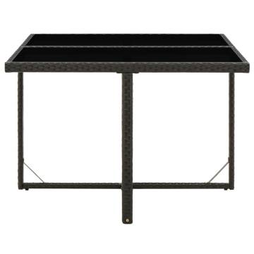 Elegant Black Garden Table - Poly Rattan & Glass | HipoMarket