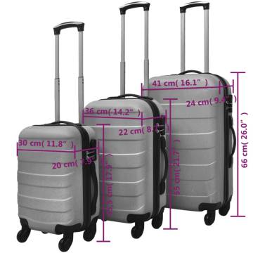 Three Piece Hardcase Trolley Set - Silver Luggage 45.5/55/66 cm