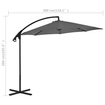 Elegant Cantilever Umbrella with Steel Pole - 300 cm Anthracite