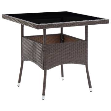 Brown Poly Rattan Garden Dining Table - Perfect for 4 Persons