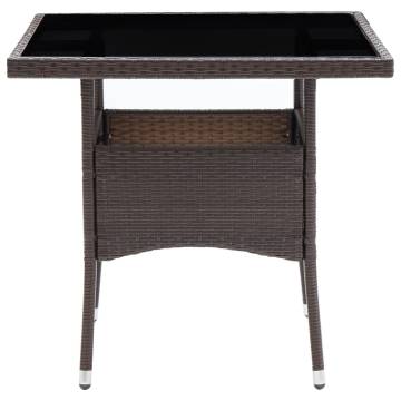 Brown Poly Rattan Garden Dining Table - Perfect for 4 Persons