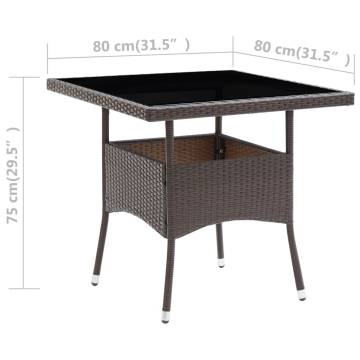 Brown Poly Rattan Garden Dining Table - Perfect for 4 Persons