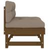 Middle Sofa with Cushions - Honey Brown Solid Wood Pine