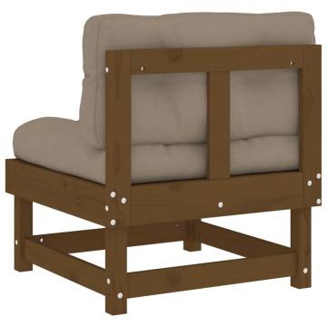 Middle Sofa with Cushions - Honey Brown Solid Wood Pine