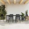 7 Piece Garden Dining Set Black Poly Rattan and Steel Size 200 cm table length Number of 6 