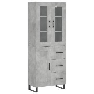 Stylish Highboard in Concrete Grey | 69.5x34x180 cm