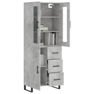 Stylish Highboard in Concrete Grey | 69.5x34x180 cm