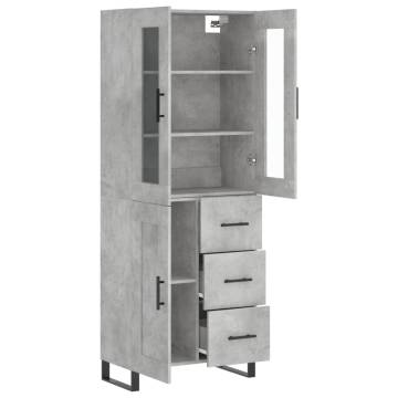 Stylish Highboard in Concrete Grey | 69.5x34x180 cm