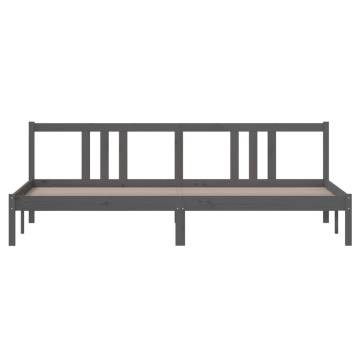 Grey Solid Wood Bed Frame 200x200 cm - Modern & Sturdy