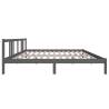 Grey Solid Wood Bed Frame 200x200 cm - Modern & Sturdy