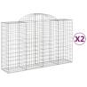 Arched Gabion Baskets - 2 pcs Galvanised Iron | Hipomarket