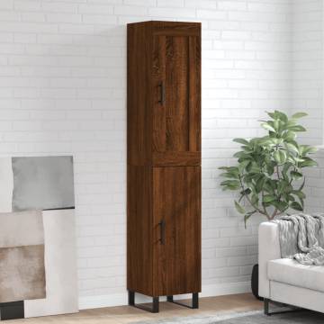 Highboard Brown Oak 34.5x34x180 cm - Stylish Engineered Wood