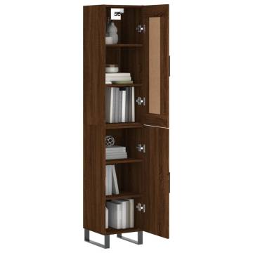 Highboard Brown Oak 34.5x34x180 cm - Stylish Engineered Wood