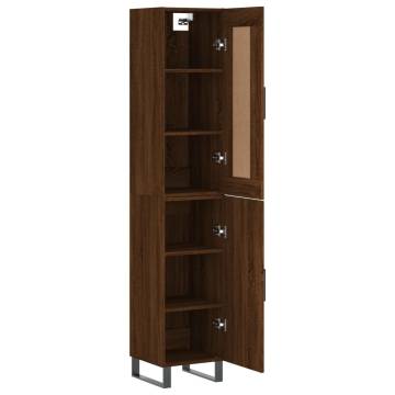 Highboard Brown Oak 34.5x34x180 cm - Stylish Engineered Wood