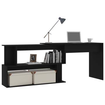 Stylish Corner Desk Black 200x50 cm - Engineered Wood